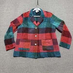 The Territory Ahead Womens L Wool/Silk Blend Plaid Jacket